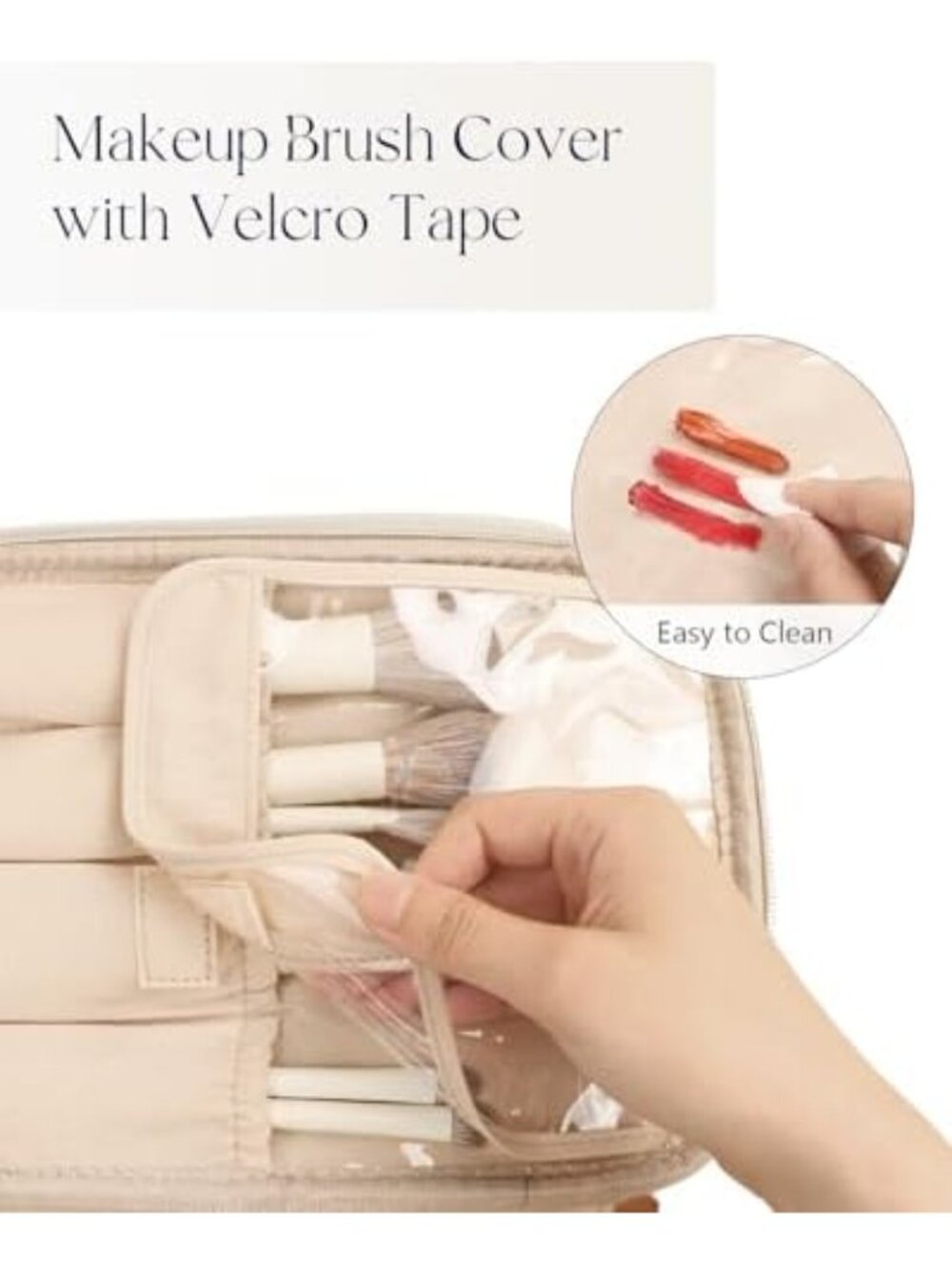 Stylish Beige Travel Makeup Bag & Toiletry Organizer for Women - Perfect for - Picture 5 of 6